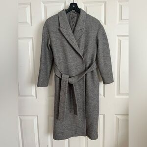 COS Belted Wrap Oversized Coat Gray Wool  Long Coat Size 8 Medium Minimalist